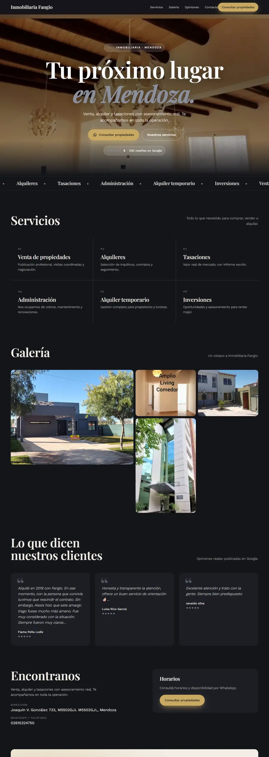 Muestra de web para Inmobiliaria Fangio