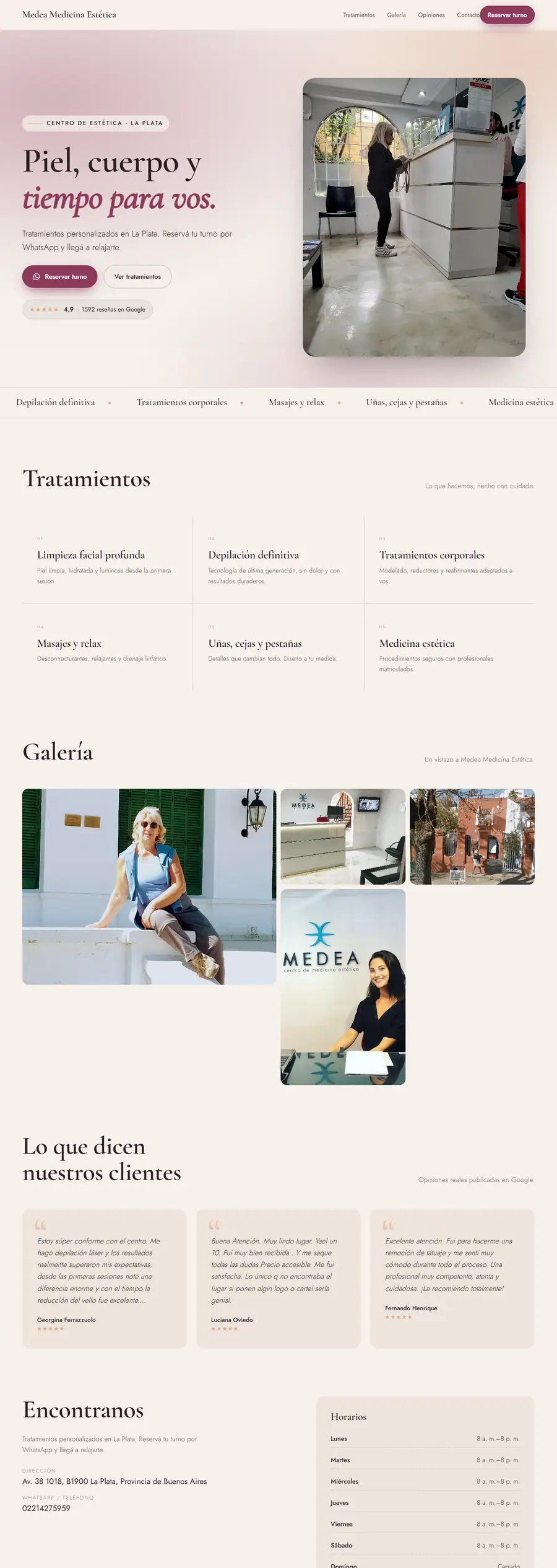 Muestra de web para Medea Medicina Estética